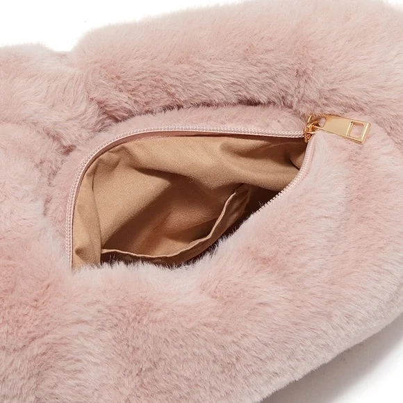 Mix No. 6 Faux Fur Light Pink Mini Hobo Bag - Picture 4 of 6